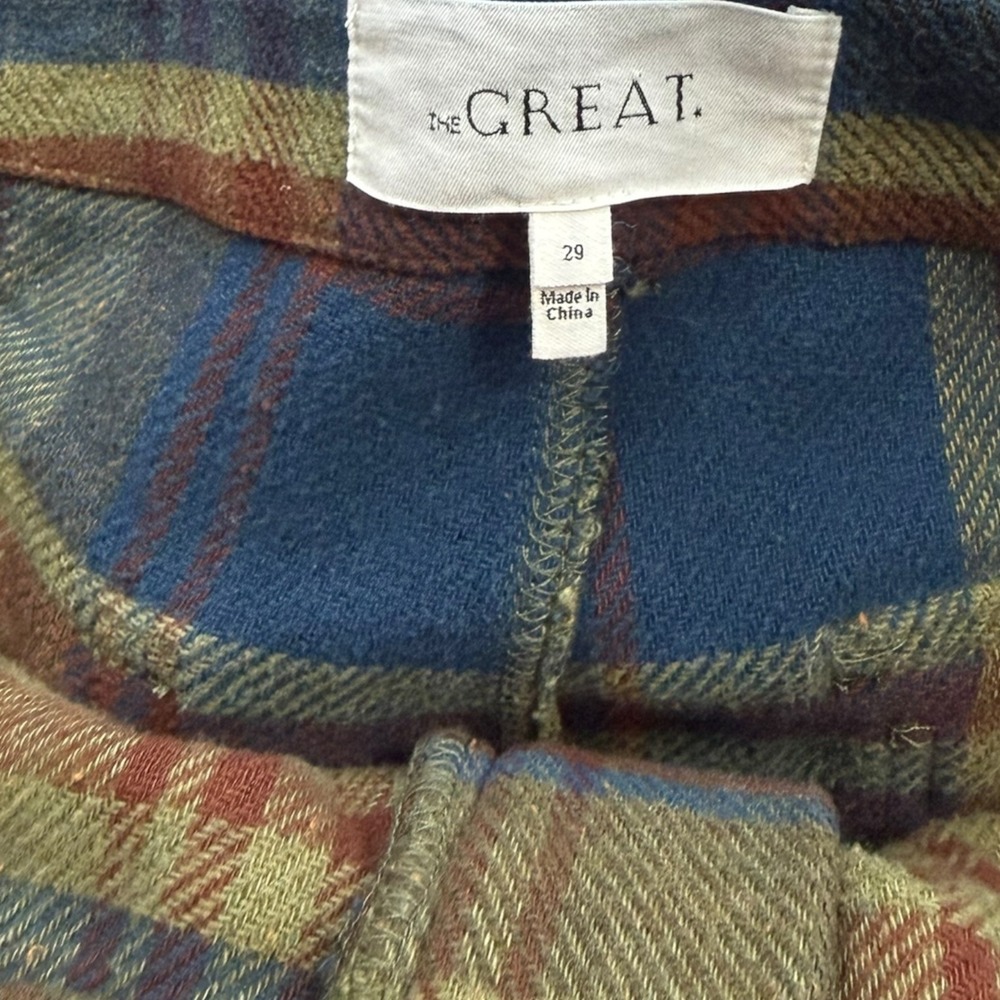 The Great Ranger Plaid Flannel Straight Leg Pants Green Blue Rust Womens 29 - Picture 3 of 7